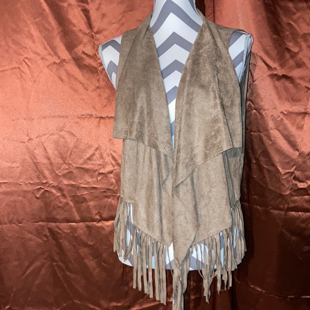 Kontrol L  suede brown fringe  western hippie vest